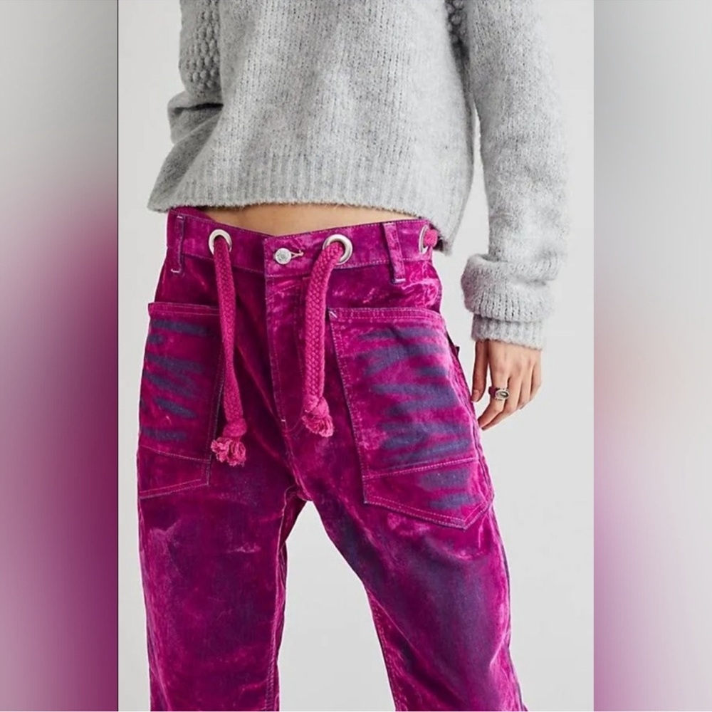 Free People Unicorn 🦄 Moxie Flocked jeans size 28 - Picture 3 of 5